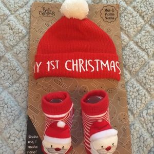 My 1st Christmas hat & rattle socks !!!